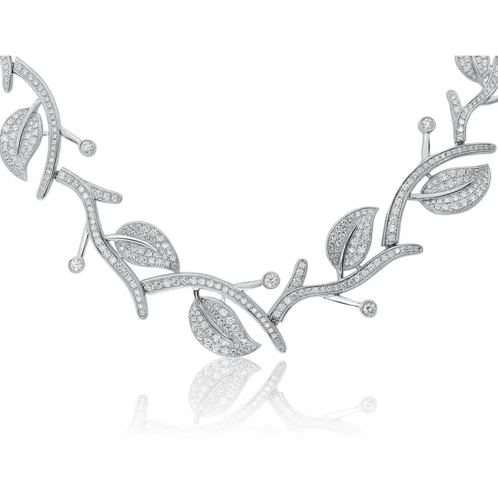 Roman & Jules 14K White Gold Diamond Leaf Necklace