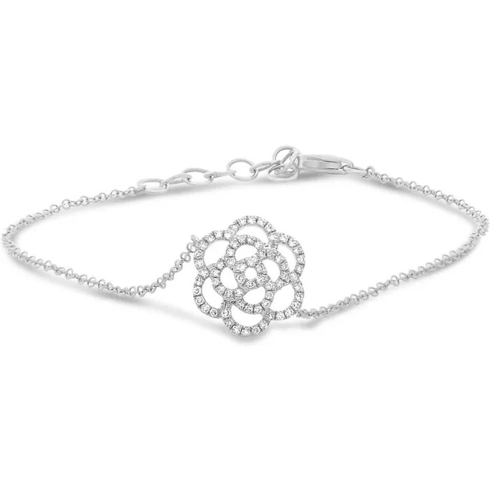Roman & Jules 14K White Gold Diamond Pave Flower Bracelet