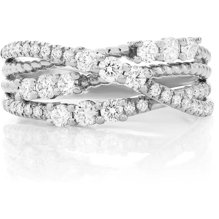 Roman & Jules 14K White Gold Diamond Radiance Crossover Ring