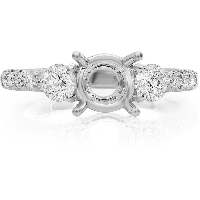 Roman & Jules 14K White Gold Diamond Side Stone Engagement Setting