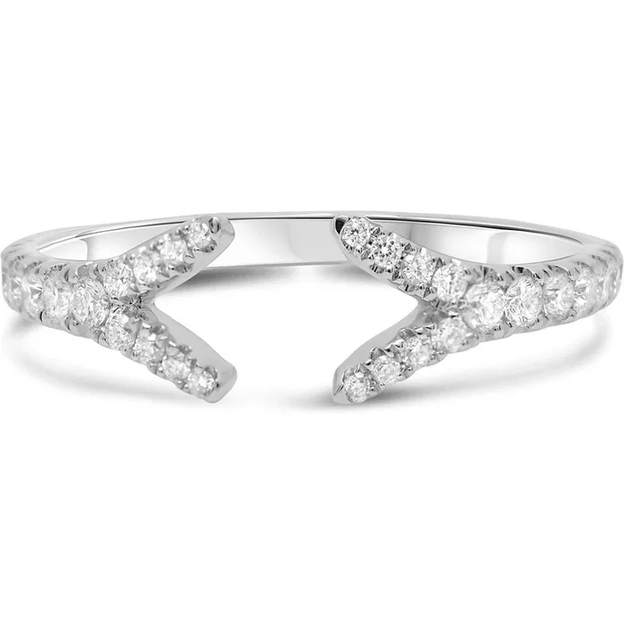 Roman & Jules 14K White Gold Diamond Y Band Ring