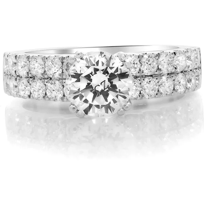Roman & Jules 14K White Gold Double Row Diamond Engagement Setting – 1.04 Carat Total Diamond Weight