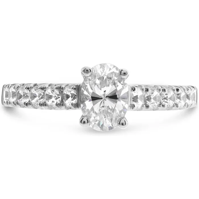 Roman & Jules 14K White Gold Four Prong Engagement Ring with 0.53 Carat Diamond Accents