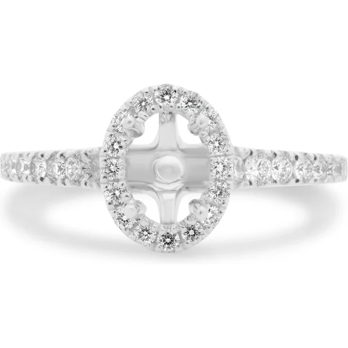 Roman & Jules 14K White Gold Oval Diamond Pave Engagement Ring Setting