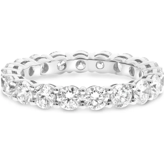 Roman & Jules 14K White Gold Shared Prong Round Diamond Eternity Band – 2.96 Carat Total Diamond Weight