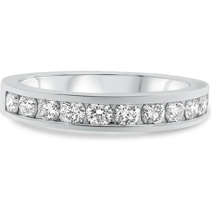 Roman & Jules 14K White Gold Ten Stone Diamond Band – 0.72 Carat Total Diamond Weight