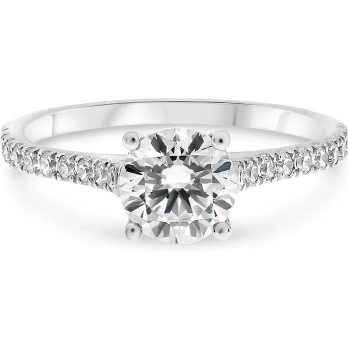 Roman & Jules 14K White Gold Timeless Grace Engagement Setting with Round Cut Diamonds – 0.28 Carat Total Diamond Weight