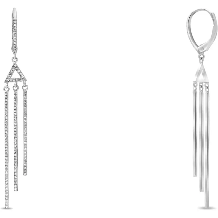 Roman & Jules 14K White Gold Triple-Strand Dangling Diamond Earrings – 0.55 Carat Total Diamond Weight