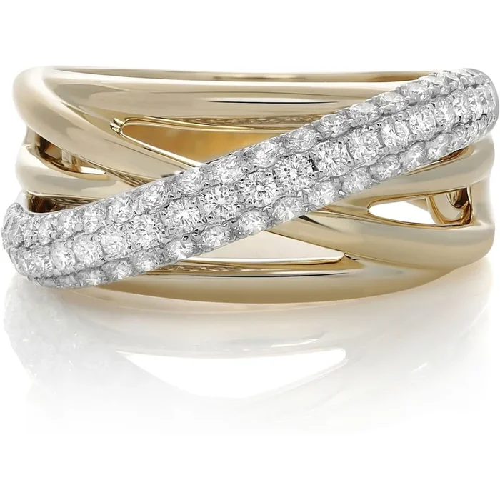 Roman & Jules 14K Yellow Gold Overlapping Diamond Ring