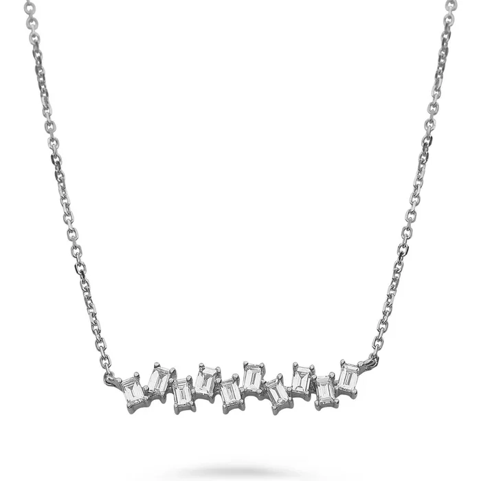 Roman & Jules Horizontal Diamond Baguette Necklace in 14K White Gold