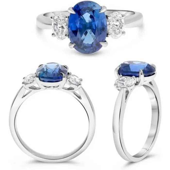Roman & Jules Platinum Oval Sapphire Ring – 0.58 Carat GIA Certified