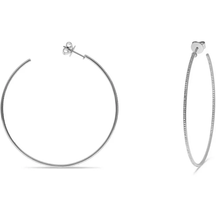 Roman & Jules White Diamond Open Hoop Earrings