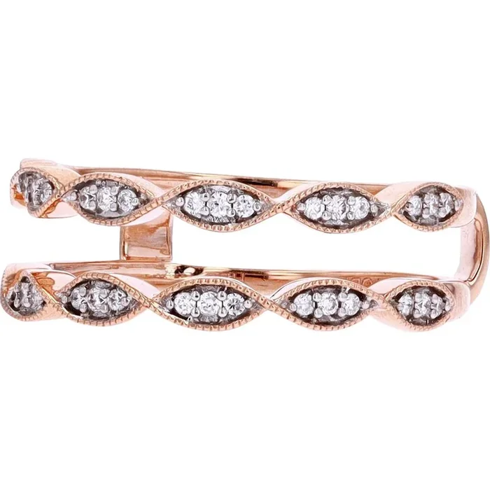 Rose Gold Diamond Scalloped Ring Guard – 0.15 Carat Total Diamond Weight