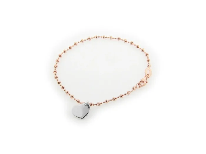 ROSE GOLD PLATED STERLING SILVER HEART BRACELET