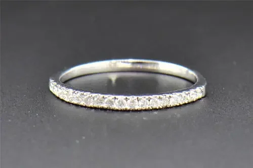 Round Cut Diamond Wedding Band 14K White Gold Prong Set Anniversary Ring 0.20 CT