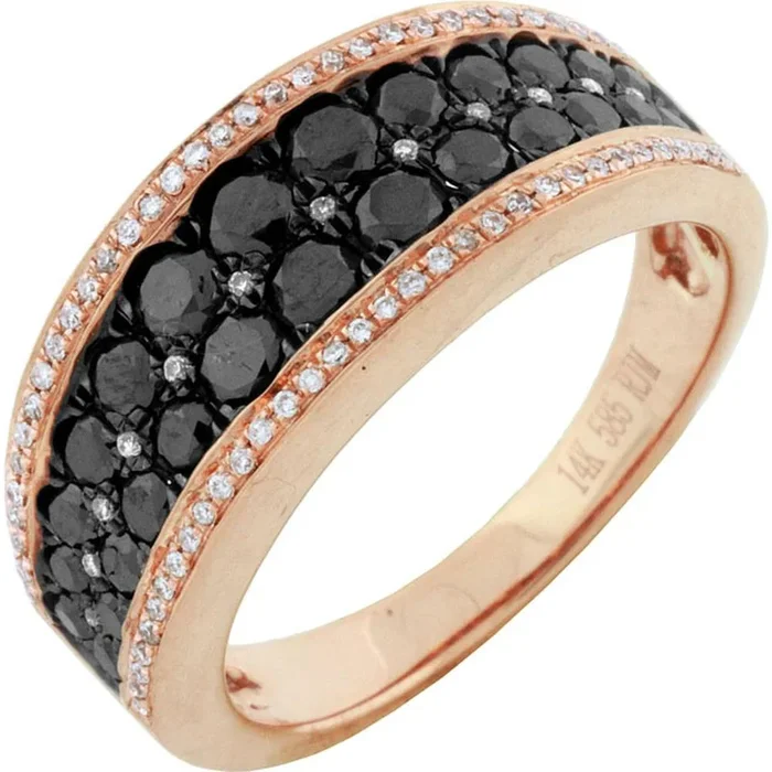 Royal 14K Rose Gold Black Diamond & Diamond Band – Midnight Mystique Statement Piece
