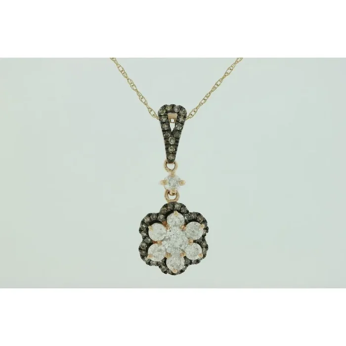 Royal 14K Rose Gold Diamond & Mocha Diamond Pendant – Exquisite Elegance