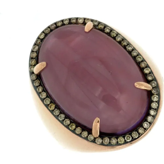 Royal 14K Rose Gold Mocha Diamond & Amethyst Ring – 16.64 Carat Total Gemstone Weight