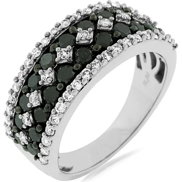 Royal 14K White Gold Black Diamond & Diamond Ring – Mystique Majesty