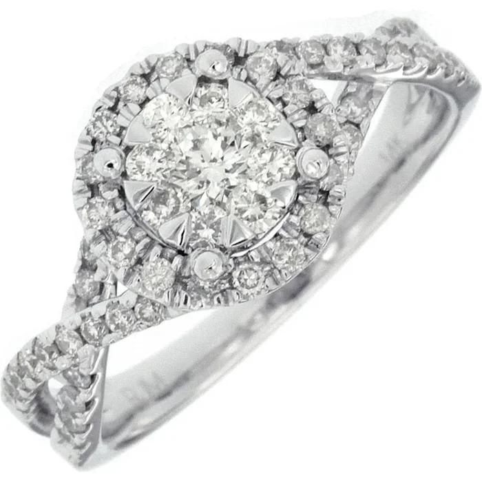 Royal 14K White Gold Diamond Engagement Ring – 0.70 Carat Total Diamond Weight