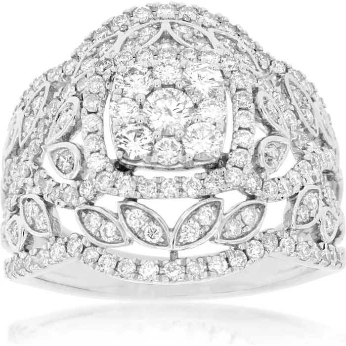 Royal 14K White Gold Diamond Ring – 1.26 Carat Total Diamond Weight