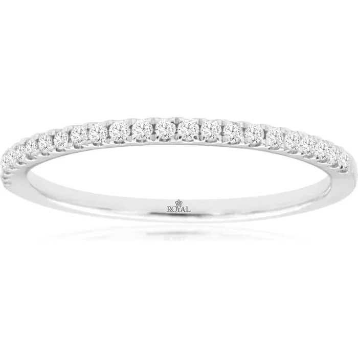Royal 14K White Gold Diamond Wedding Band – 0.16 Carat Total Diamond Weight