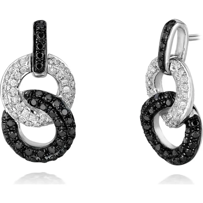 Royal 14K White Gold Enigmatic Diamond & Black Diamond Earrings – 0.70 Carat Total Diamond Weight
