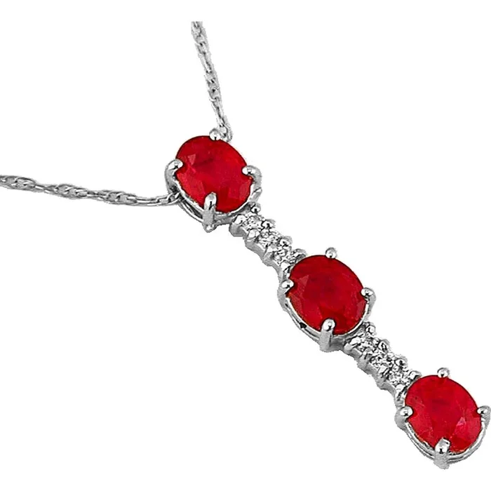 Royal 14K White Gold Ruby & Diamond Halo Pendant – 1.20 Carat Ruby Weight