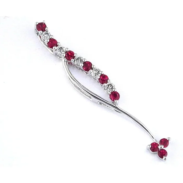 Royal 14K White Gold Ruby & Diamond Pendant – Elegant Journey Design