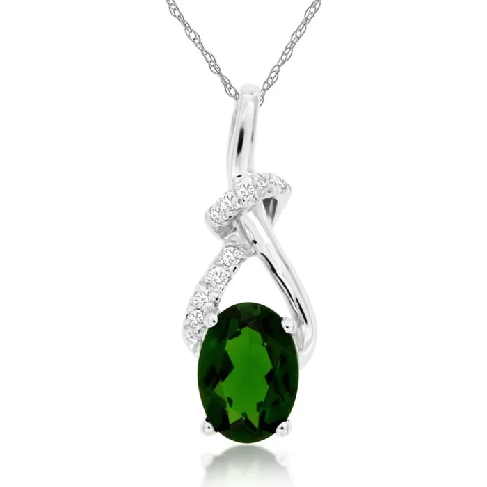 Royal 14K White Gold Russalite & Diamond Pendant – Exquisite Elegance