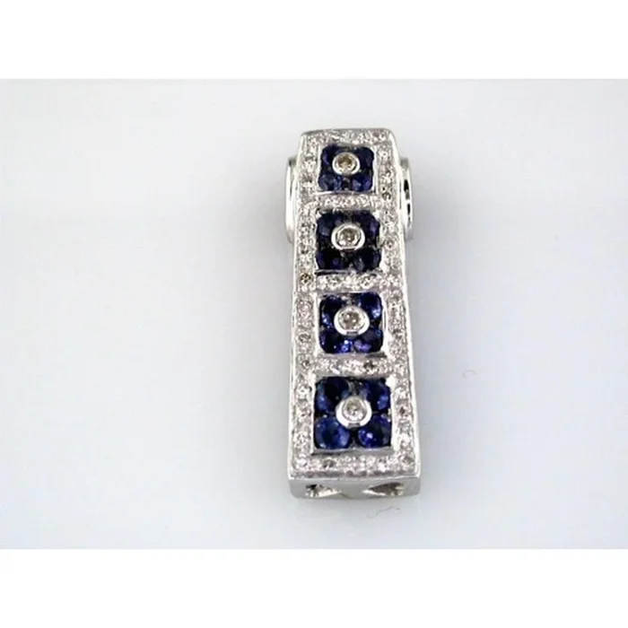Royal 14K White Gold Sapphire & Diamond Pendant – Elegant Azure Splendor