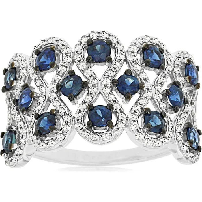 Royal 14K White Gold Sapphire & Diamond Ring – Timeless Elegance & Modern Sophistication