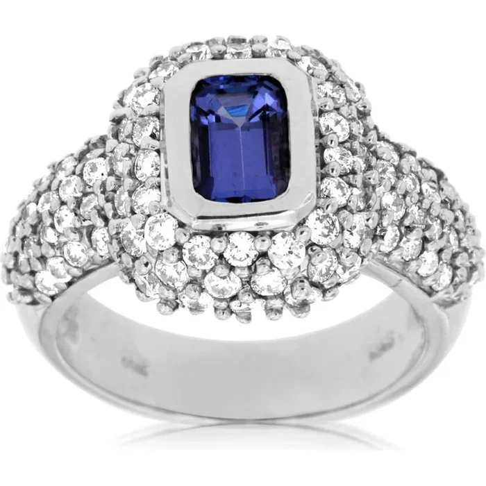 Royal 14K White Gold Tanzanite and Diamond Ring – 2.90 Carat Total Gem Weight