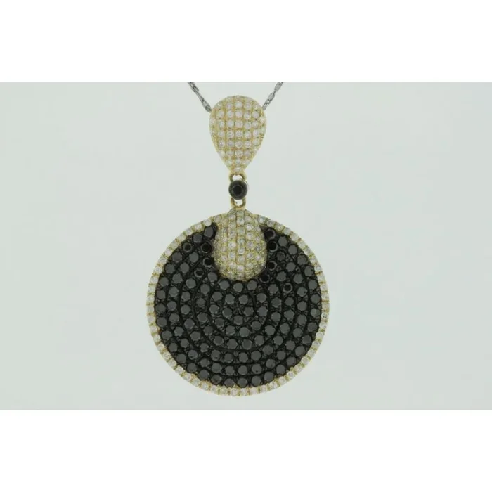 Royal 14K Yellow Gold Black Diamond & Diamond Pendant – Exquisite Elegance