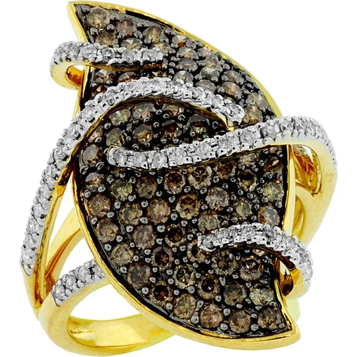Royal 14K Yellow Gold Diamond & Mocha Diamond Ring – 1.74 Carat Total Diamond Weight