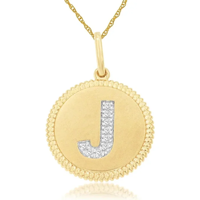 Royal 14K Yellow Gold Initial Diamond Pendant J – Personalized Elegance