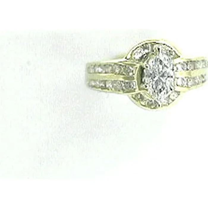 Royal 14K Yellow Gold Marquise Diamond Engagement Ring – 1.27 Carat Total Diamond Weight