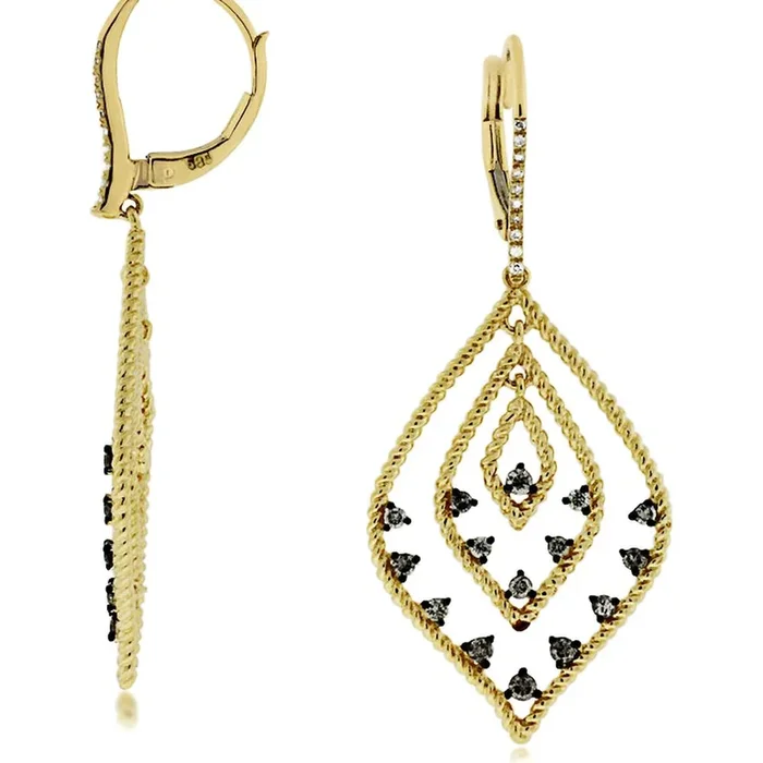 Royal 14K Yellow Gold Mocha Diamond & Diamond Earrings – Exquisite Elegance