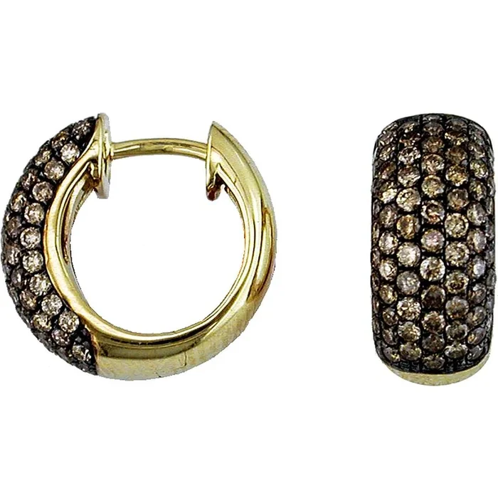 Royal 14K Yellow Gold Mocha Diamond Hoop Earrings – 1.80 Carat Total Diamond Weight