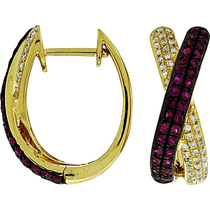Royal 14K Yellow Gold Ruby & Diamond Earrings – 1.01 Carat Total Gem Weight