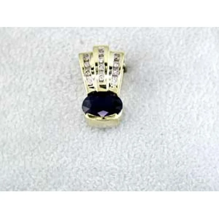 Royal 14K Yellow Gold Sapphire & Diamond Center Stone Pendant – Timeless Elegance