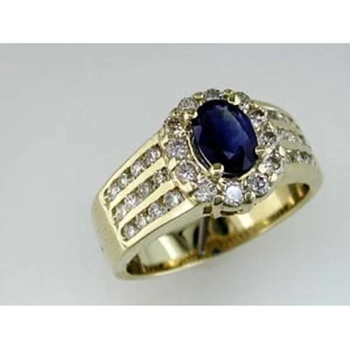 Royal 14K Yellow Gold Sapphire & Diamond Ring – 1.00 Carat Sapphire, 0.90 Carat Total Diamond Weight