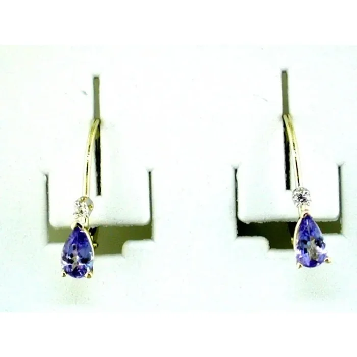 Royal 14K Yellow Gold Tanzanite & Diamond Halo Earrings – Pear Shape