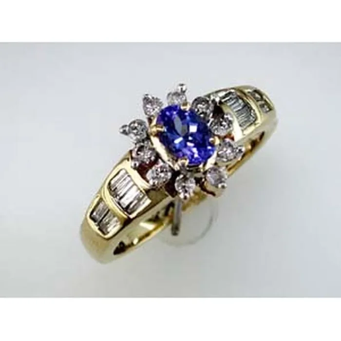 Royal 14K Yellow Gold Tanzanite & Diamond Ring – Ethereal Elegance
