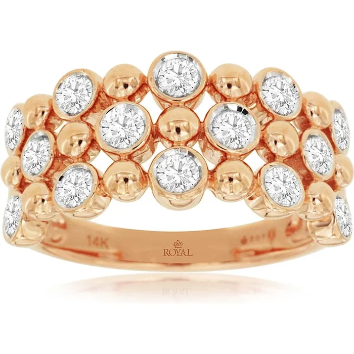 Royal Dazzling 14K Rose Gold Diamond Ring – Timeless Elegance