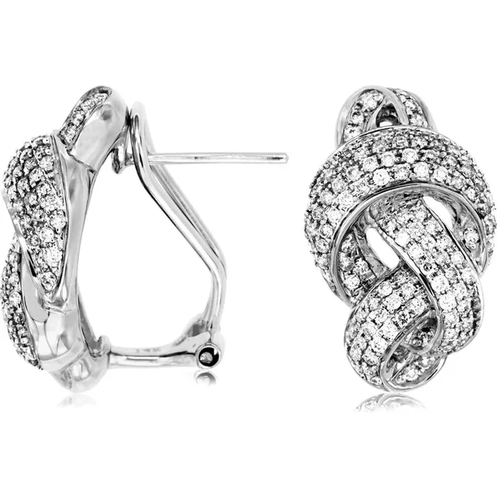 Royal Dazzling 14K White Gold Diamond Earrings – 0.88 Carat Total Weight