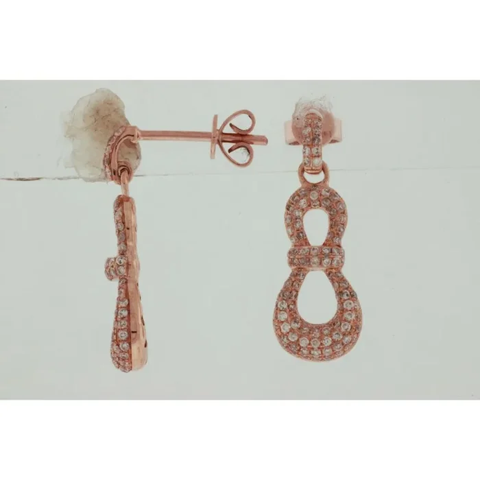 Royal Elegant 14K Rose Gold Diamond Drop Earrings – Dazzling Sparkle for Any Occasion