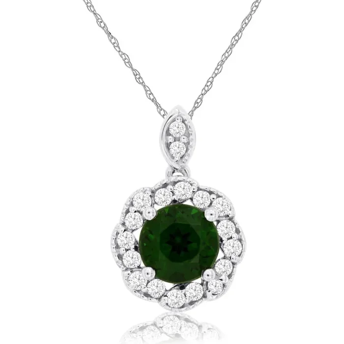 Royal Elegant 14K White Gold Russalite and Diamond Pendant