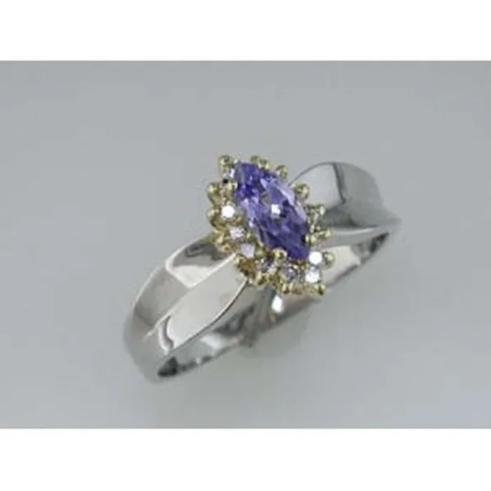 Royal Enchanted Azure Tanzanite & Diamond Ring in 14K White Gold
