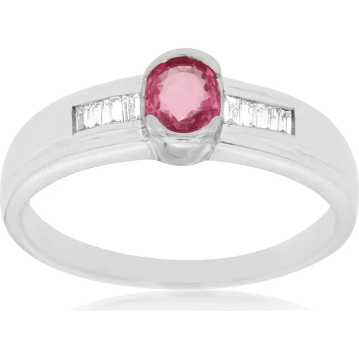 Royal Enchanting 14K White Gold Pink Sapphire & Diamond Ring